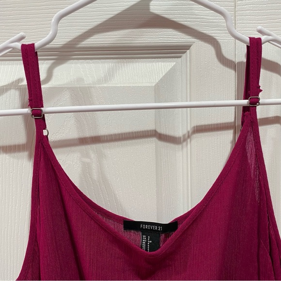 FOREVER 21 Women’s Adjustable Pleated Romper / Swim Cover Up - magenta, size S - Picture 3 of 4